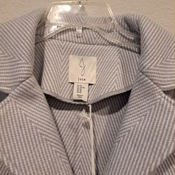 Joie Wool Blend Pea Coat Chevron Light Blue Collar 3 Buttons Outerwear sz XL - Picture 8 of 14